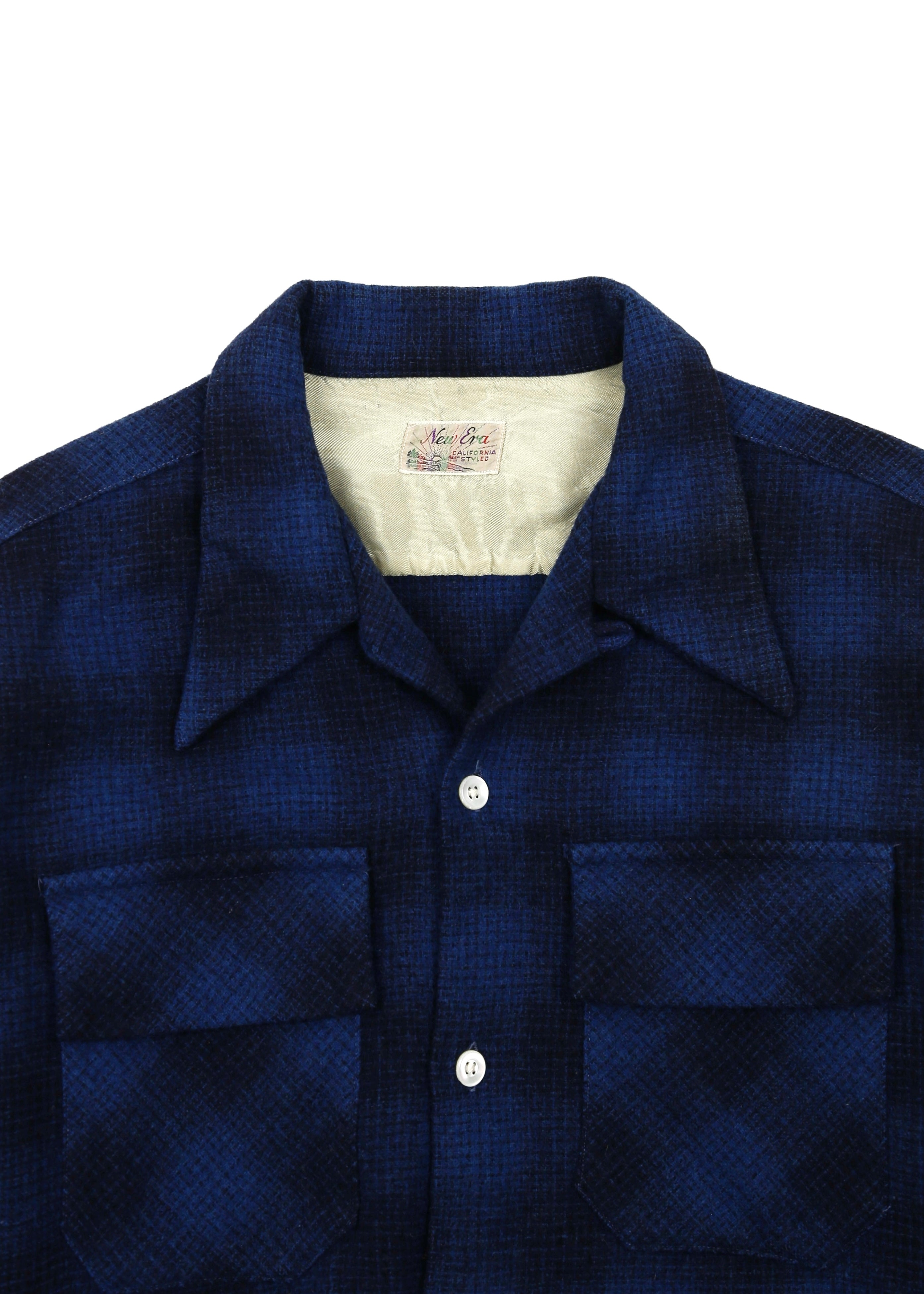 50’s WOOL SHADOWPLAID LOOP COLLAR SHIRT