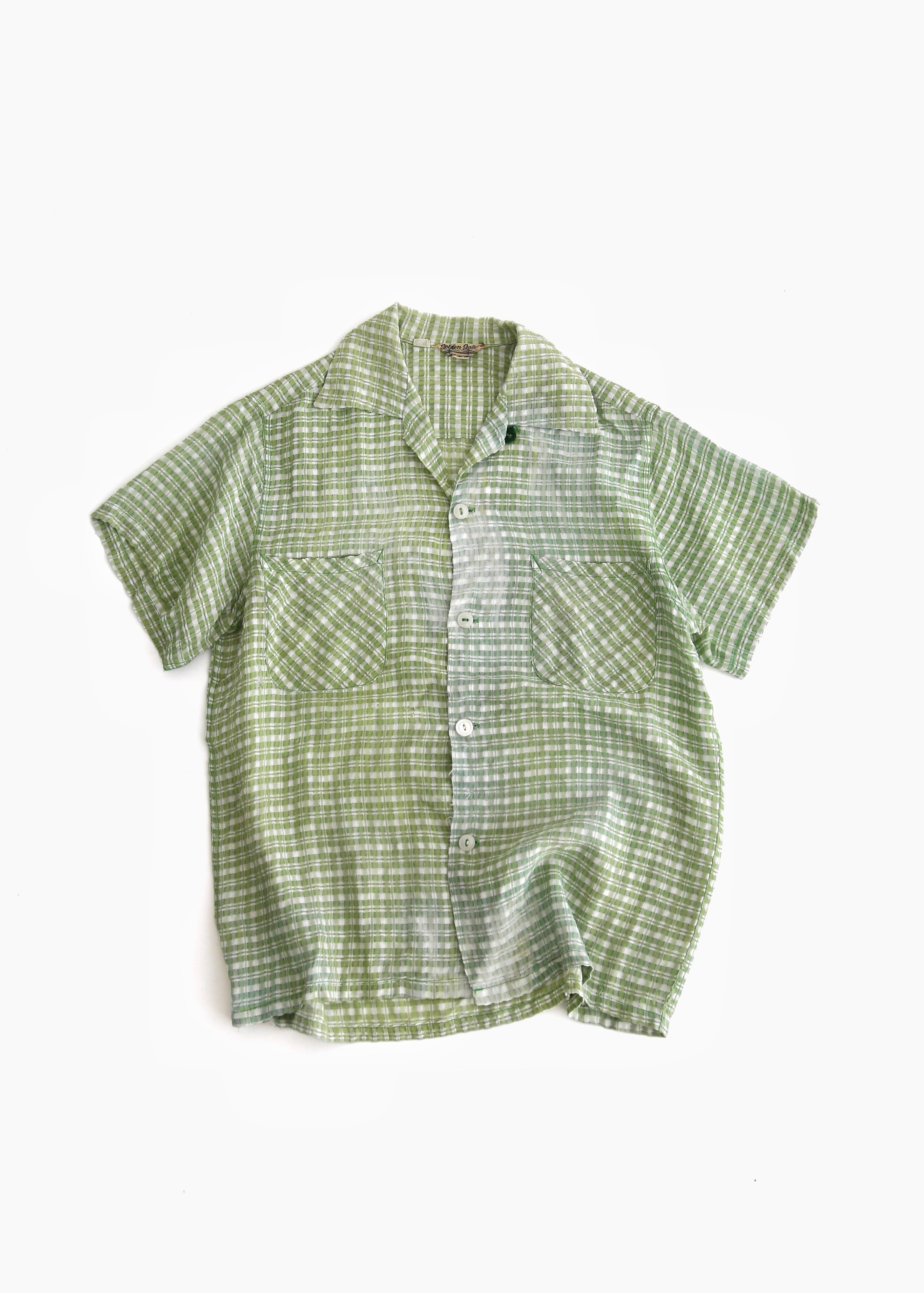 50’S FADED COTTON SEERSUCKER LOOP COLLAR S/S SHIRT