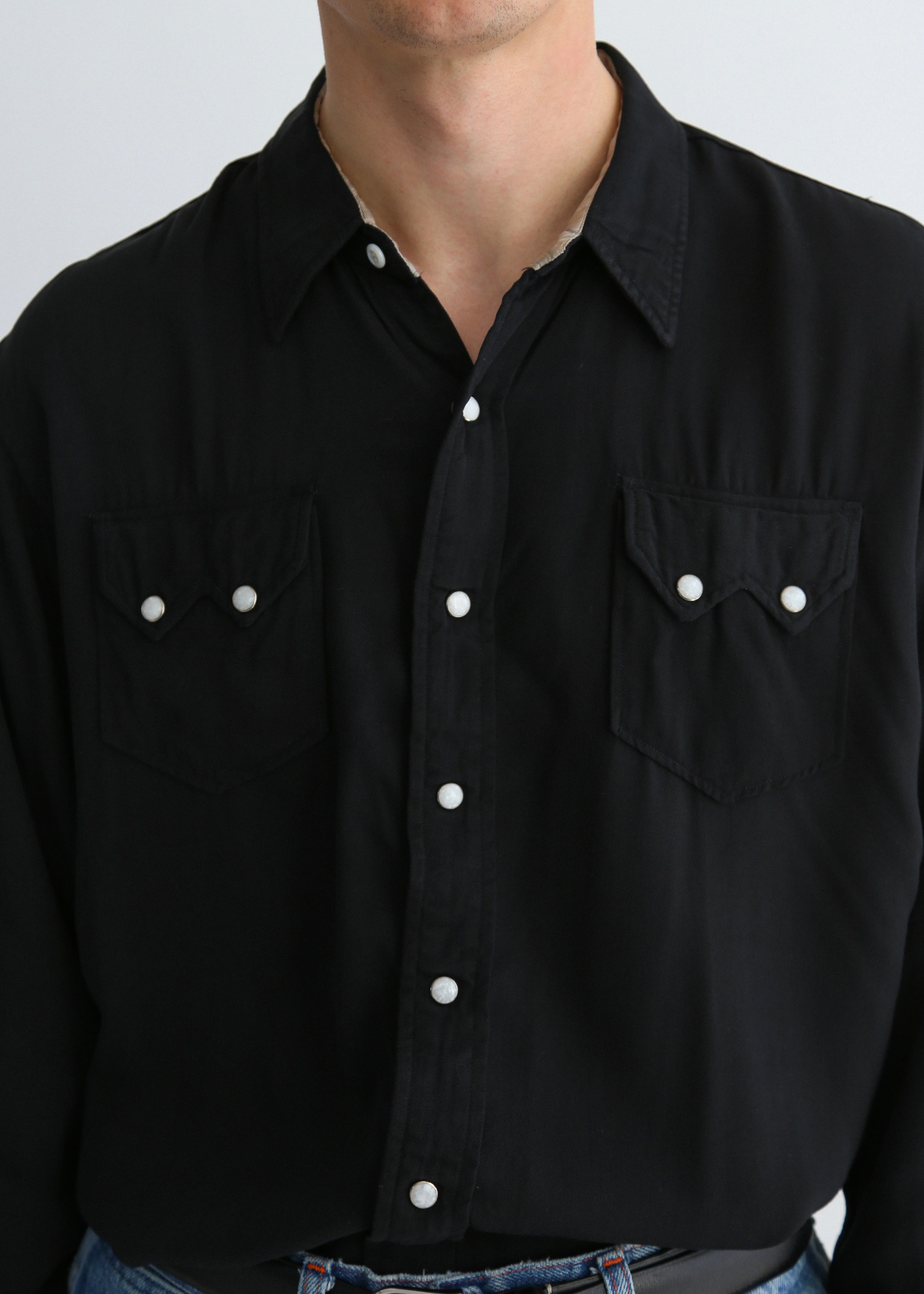 50’s Black Gabardine Sawtooth Western Shirt