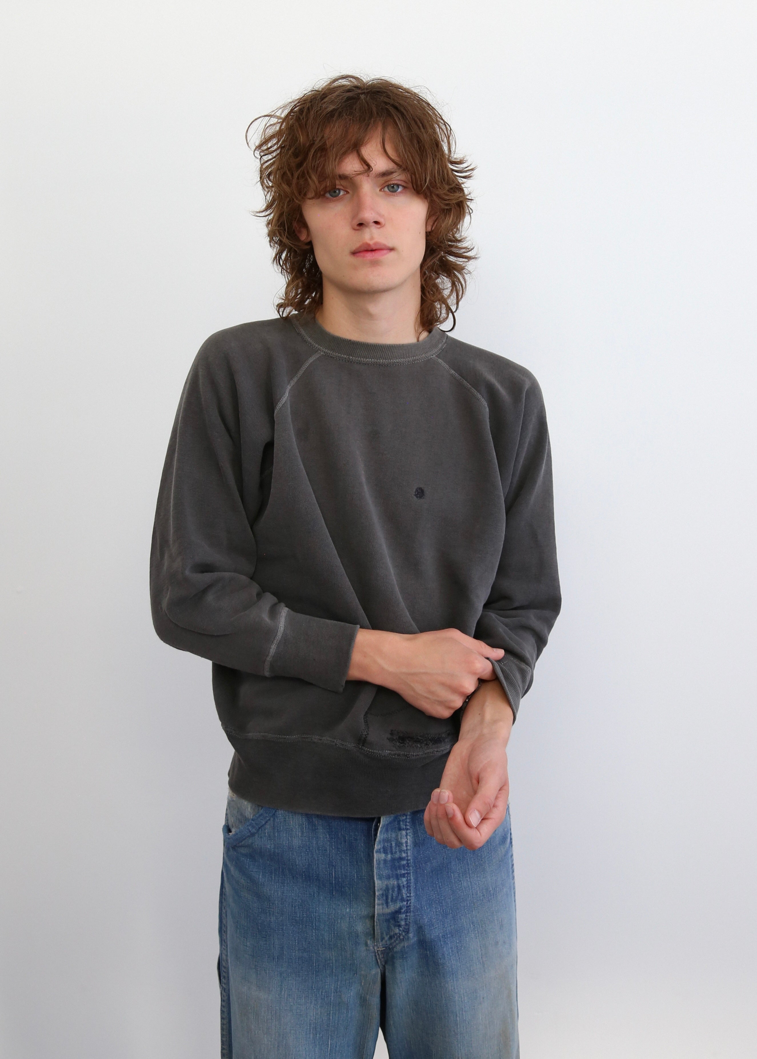 60’s Faded Black Raglan Sweatshirt