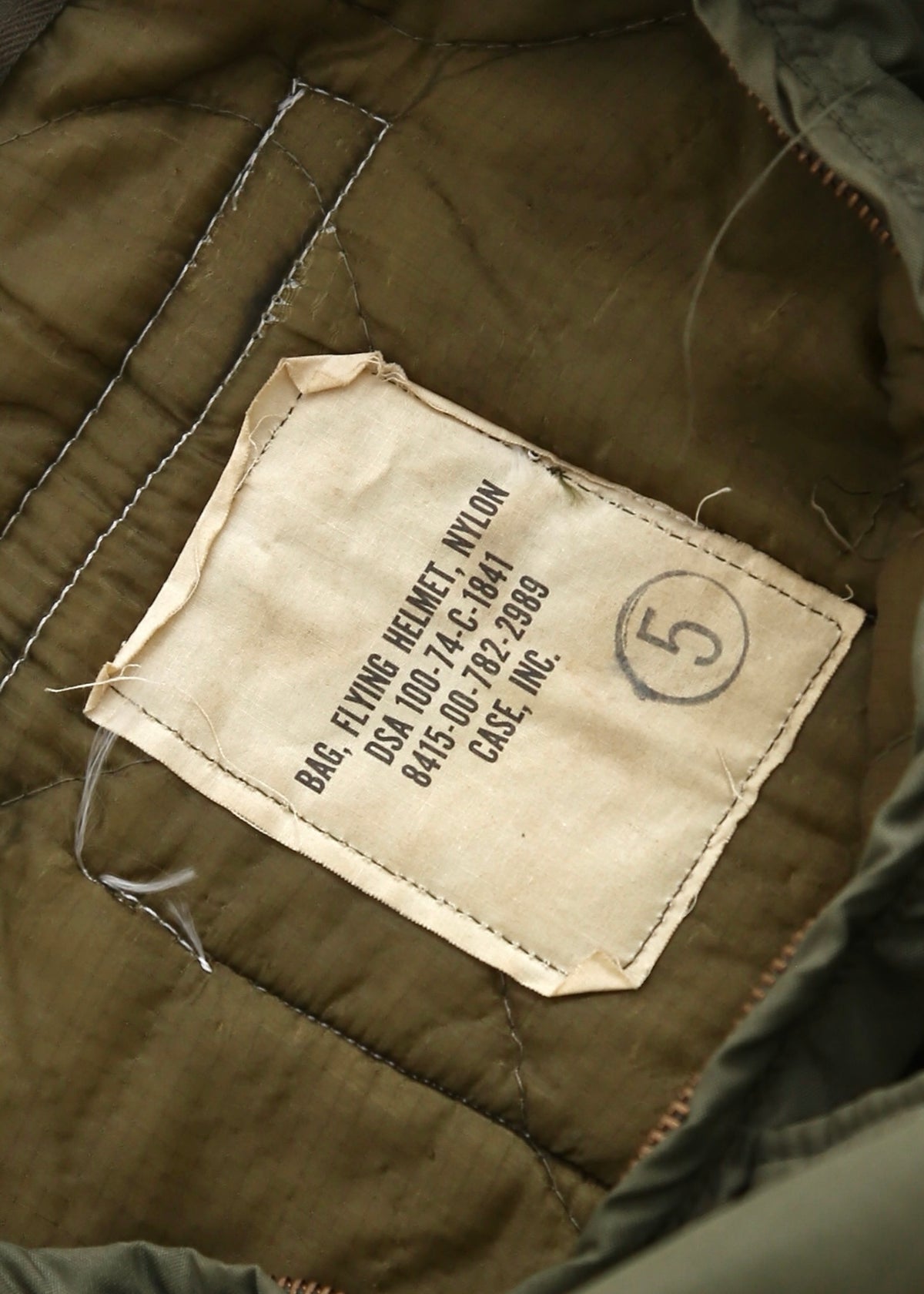 70’S HELMET BAG W/ ADDED PATCH/POCKET