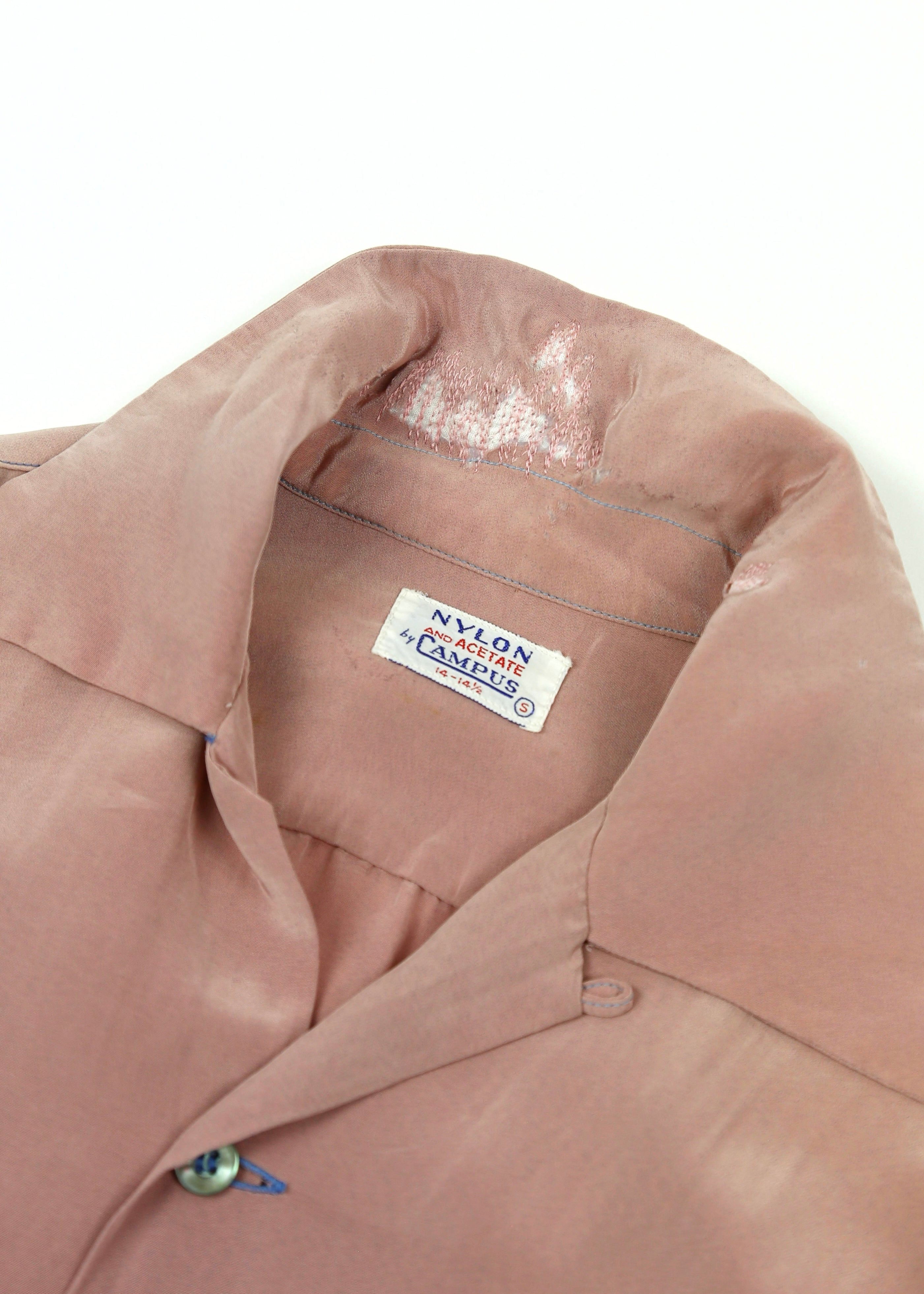 50’s Faded Pink Rayon Loop Collar Shirt