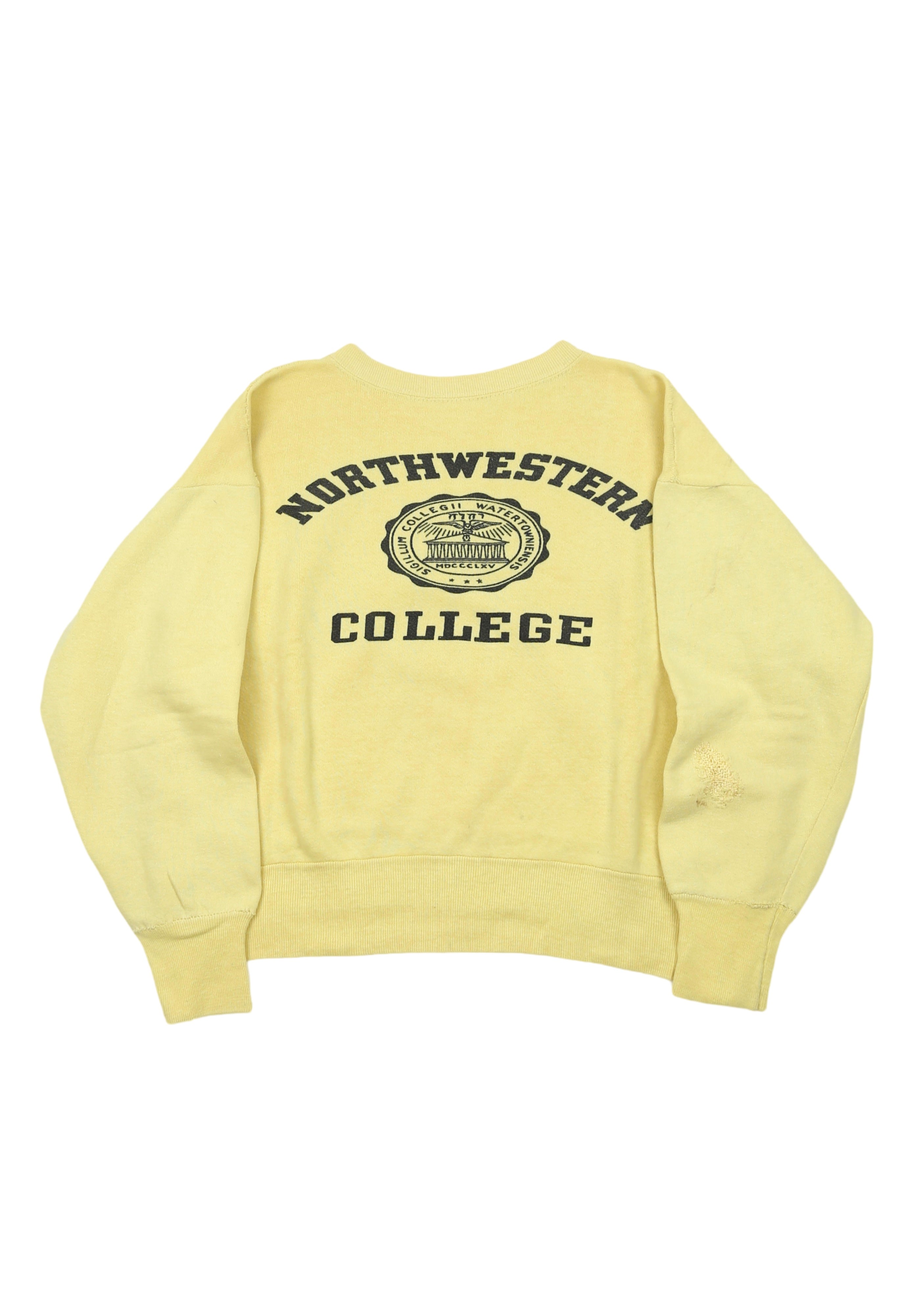 40’s Pale Yellow “Northwestern College” Sweatshirt