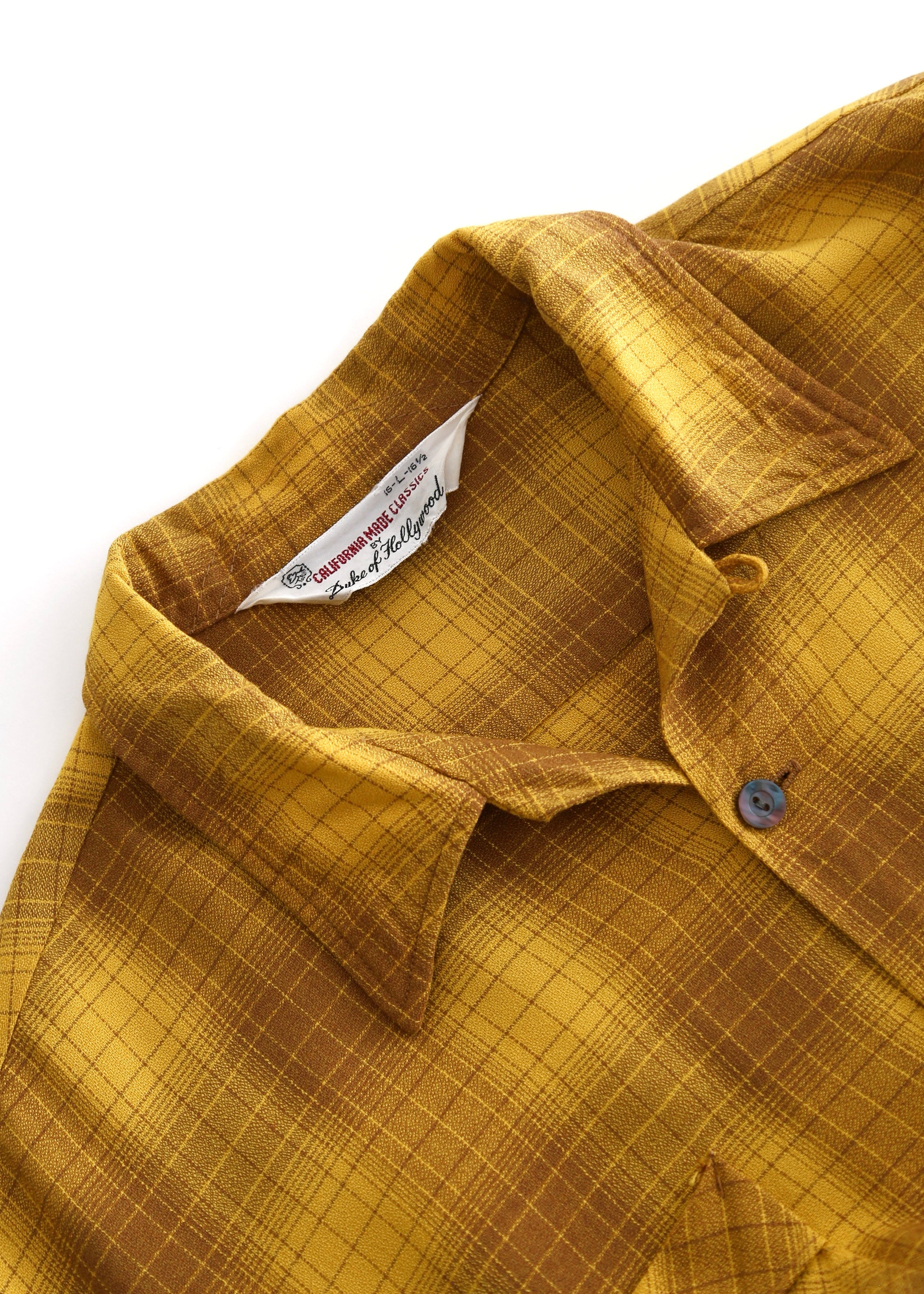 50’S SHADOWPLAID RAYON LOOP COLLAR L/S SHIRT