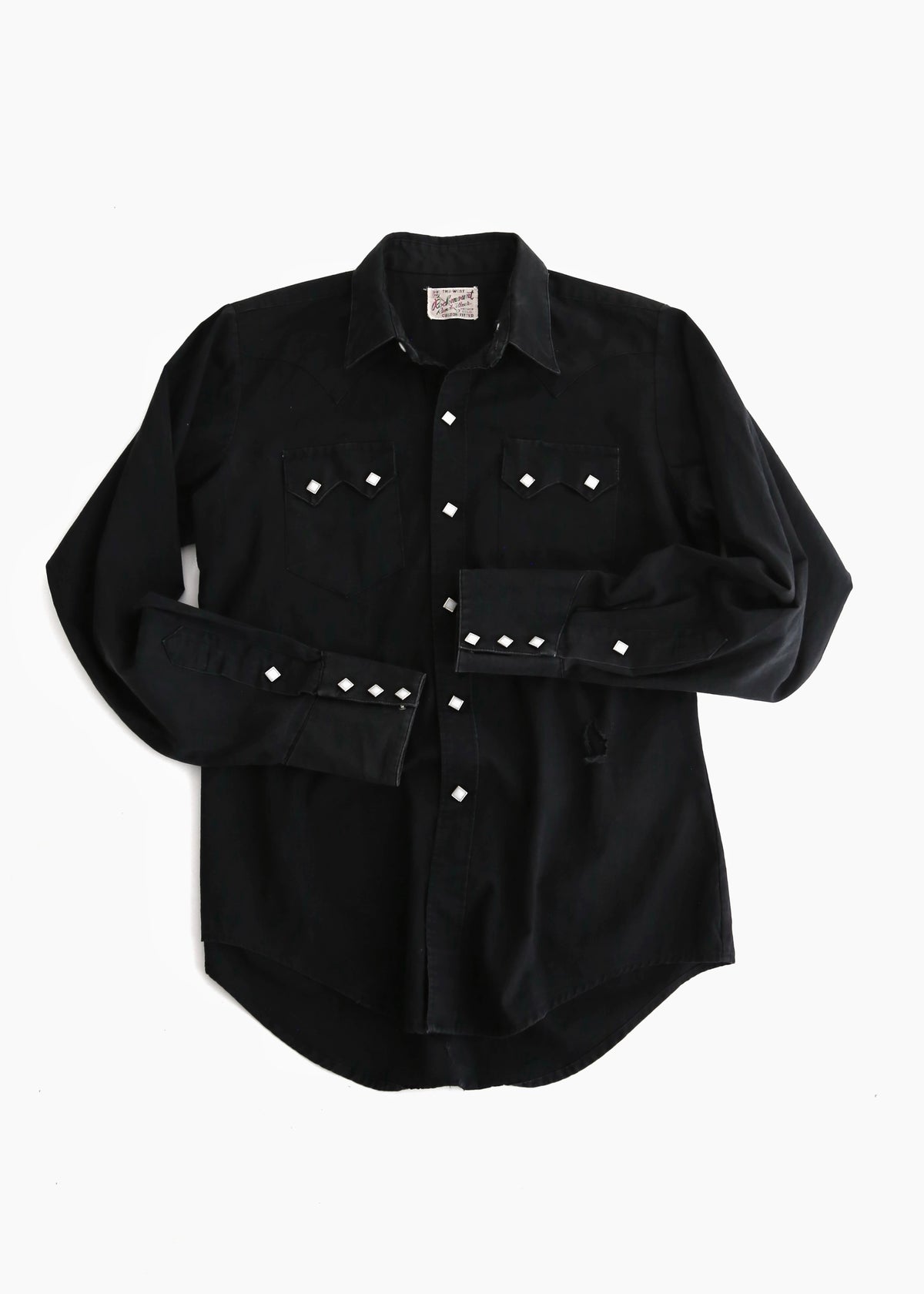 60’S BLACK COTTON PEARL SNAP WESTERN SHIRT