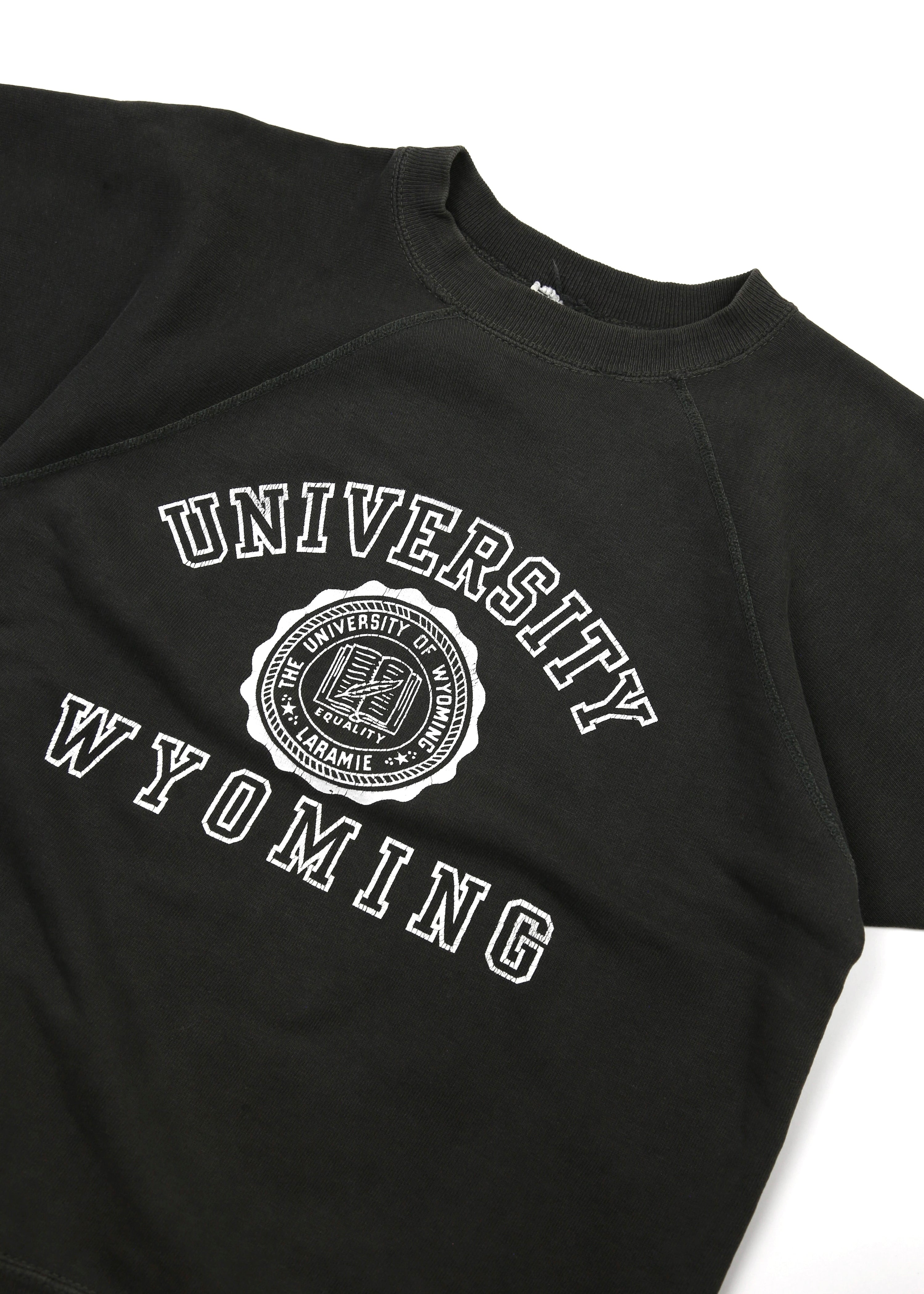 60’s Faded Black “U of Wyoming” Short Sleeved Sweatshirt