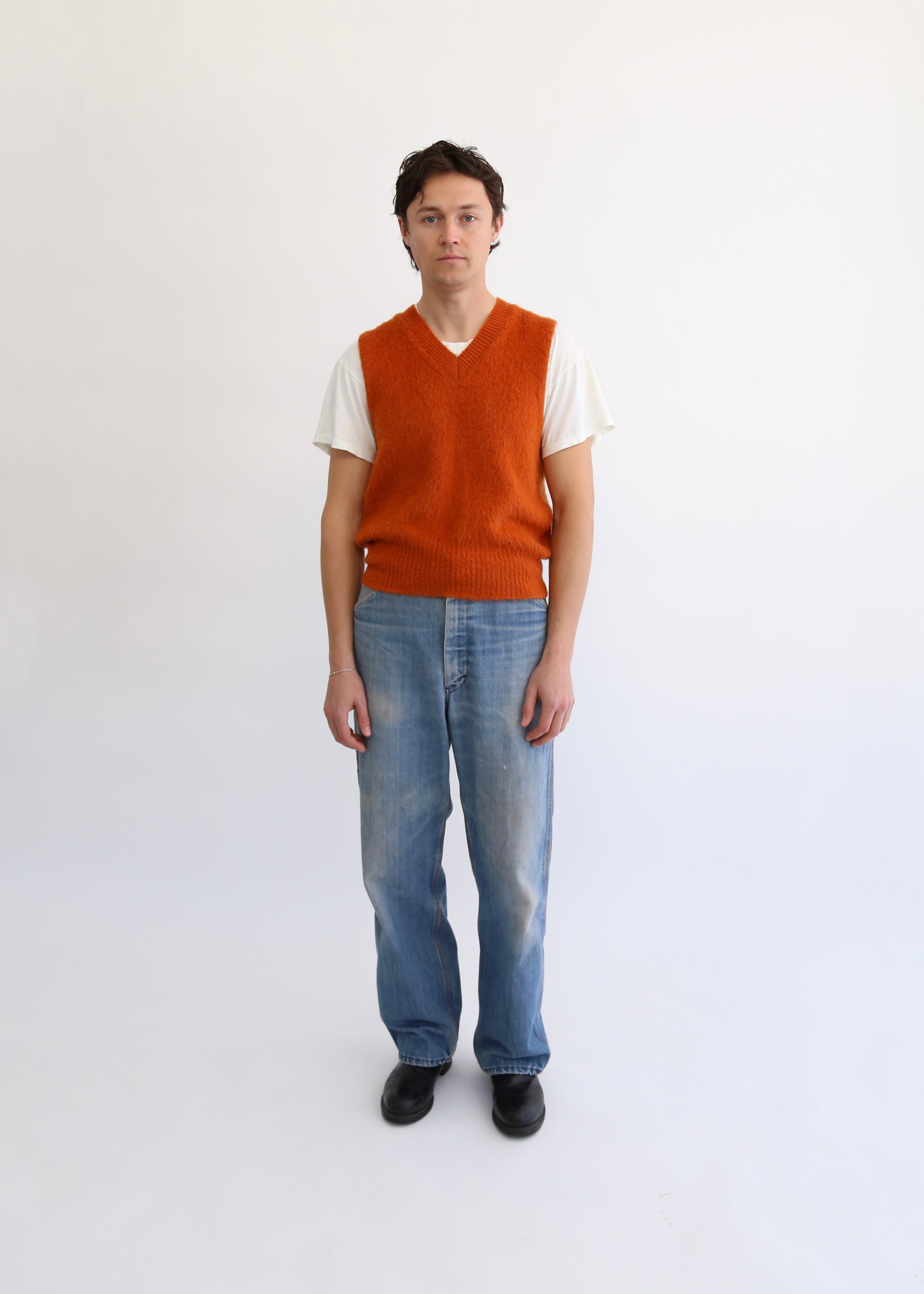 60’s Orange Shaggy Mohair Sweater Vest