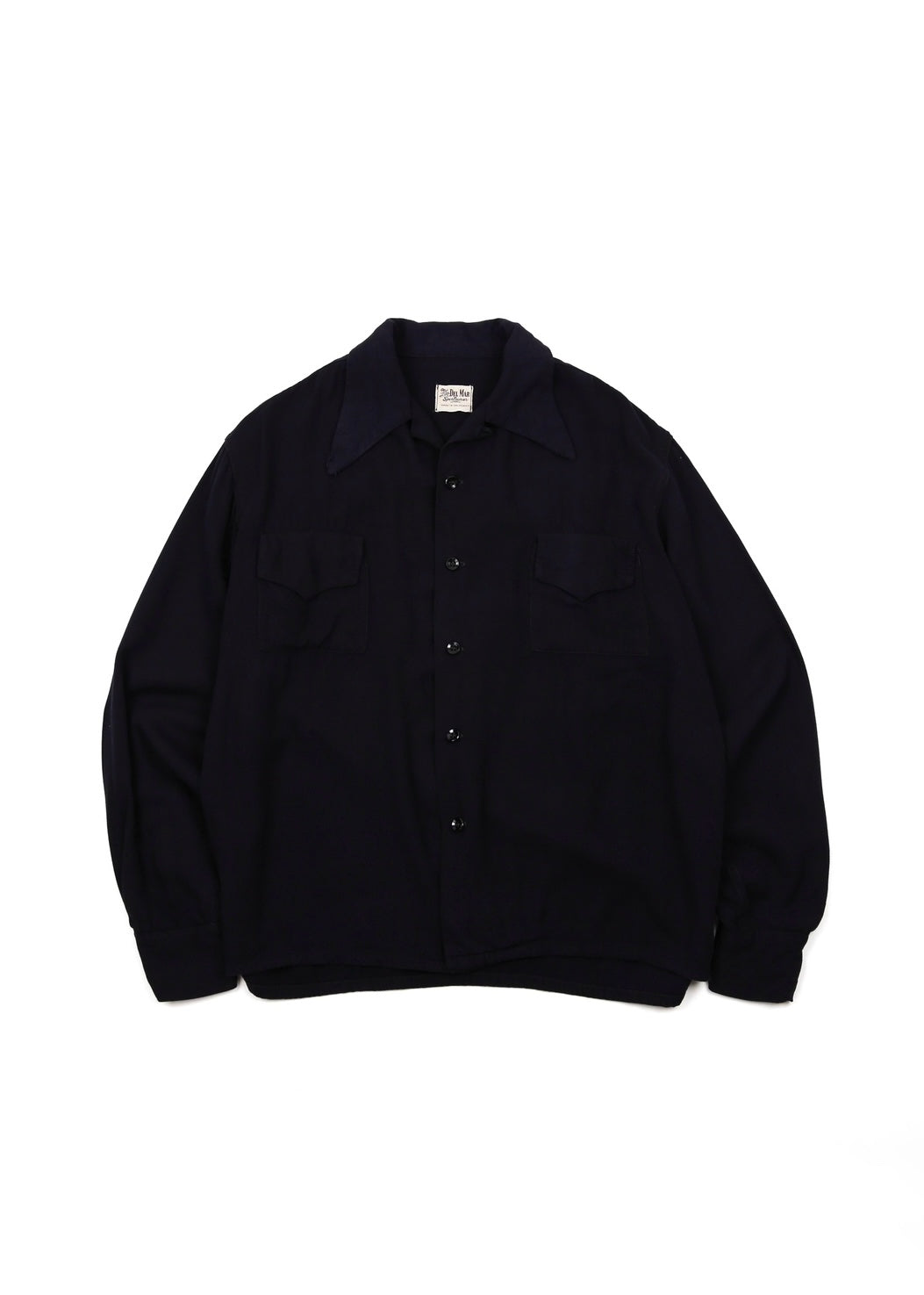 40’s Midnight Navy Gabardine Loop Collar Shirt