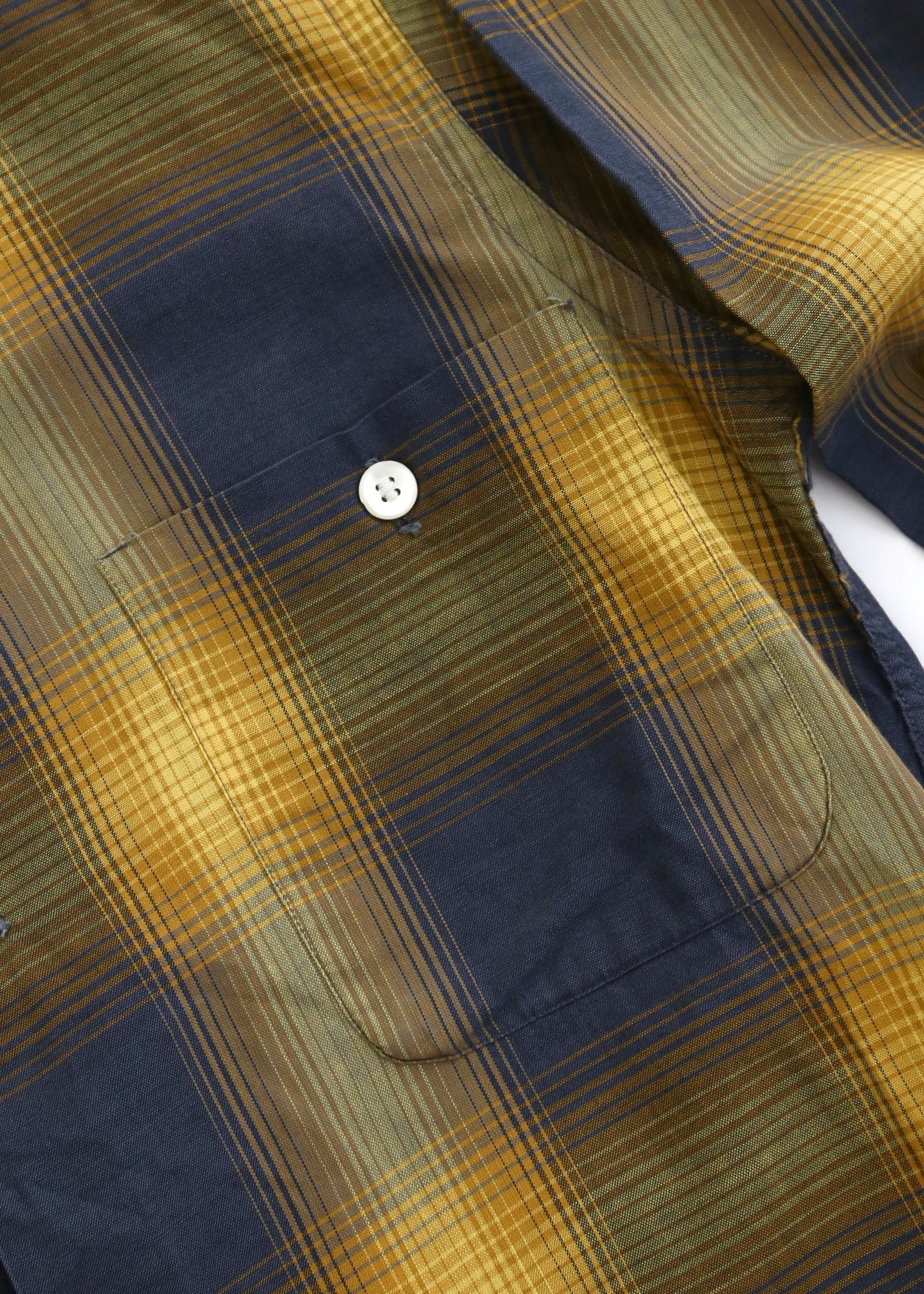 60’S COTTON SHADOW PLAID L/S LOOP COLLAR SHIRT
