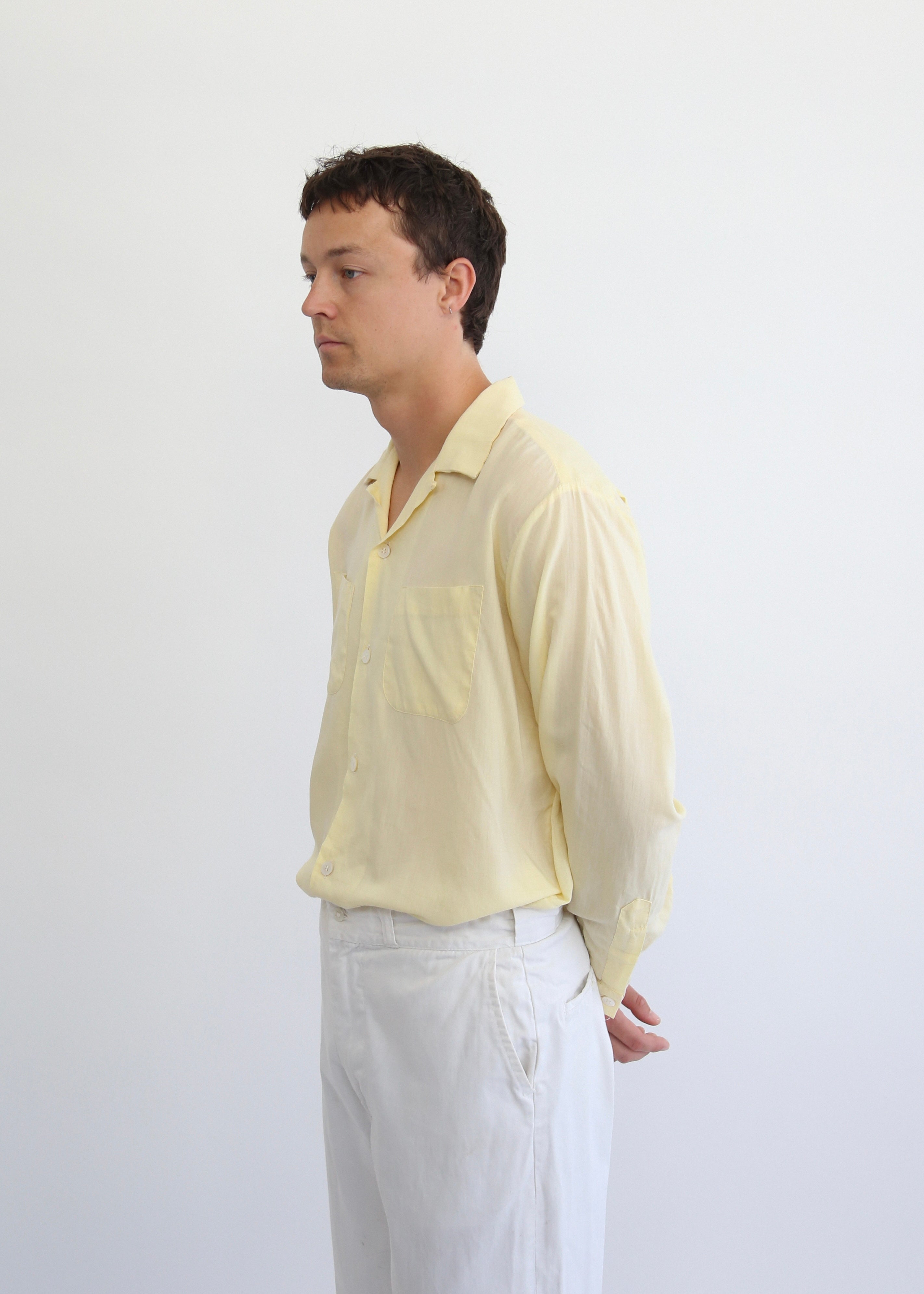 50’S PALE YELLOW L/S LOOP COLLAR