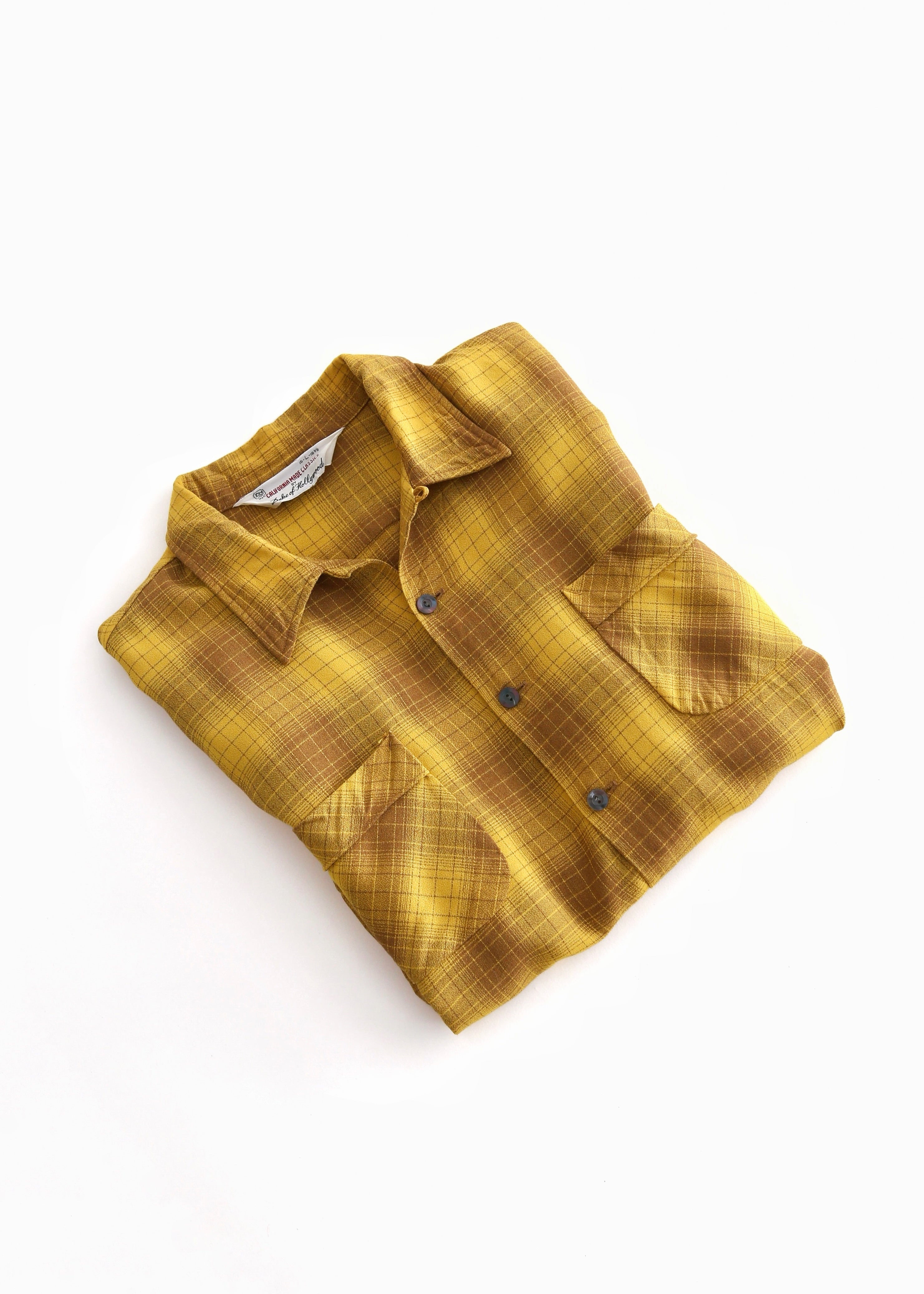 50’S SHADOWPLAID RAYON LOOP COLLAR L/S SHIRT