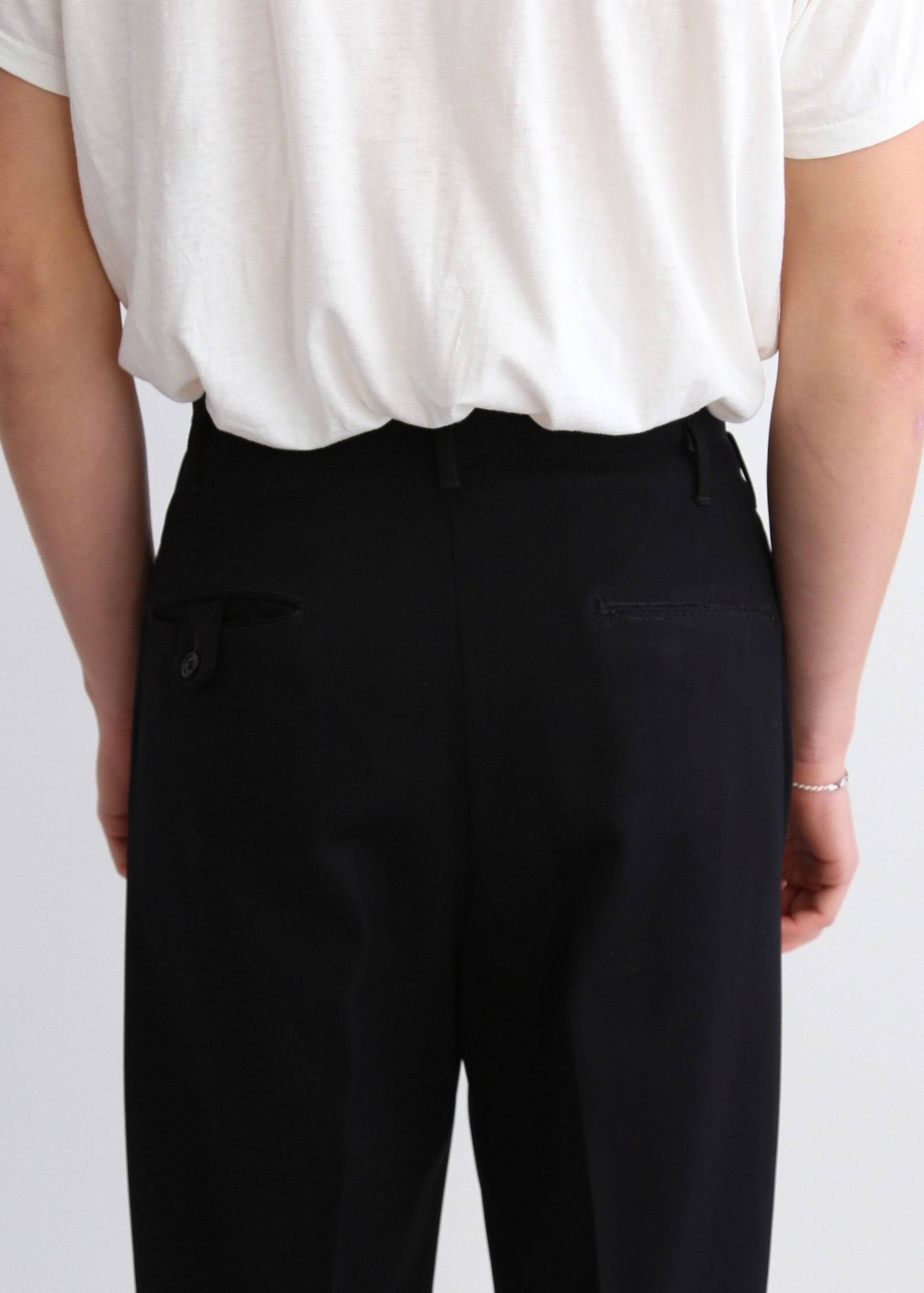 40’S BLACK GABARDINE DROP LOOP TROUSER