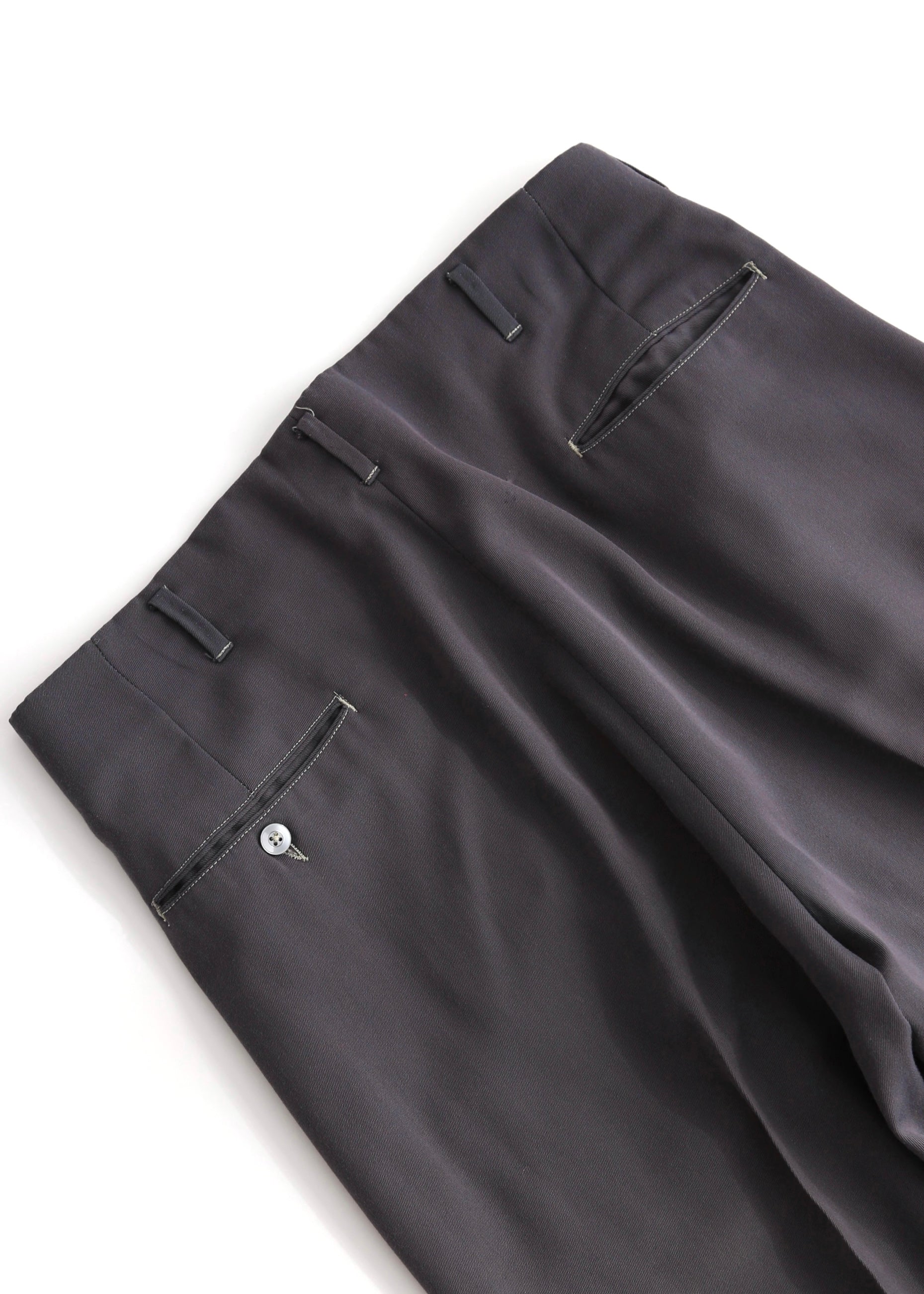 40’S CHARCOAL GREY GABARDINE DROP LOOP TROUSER