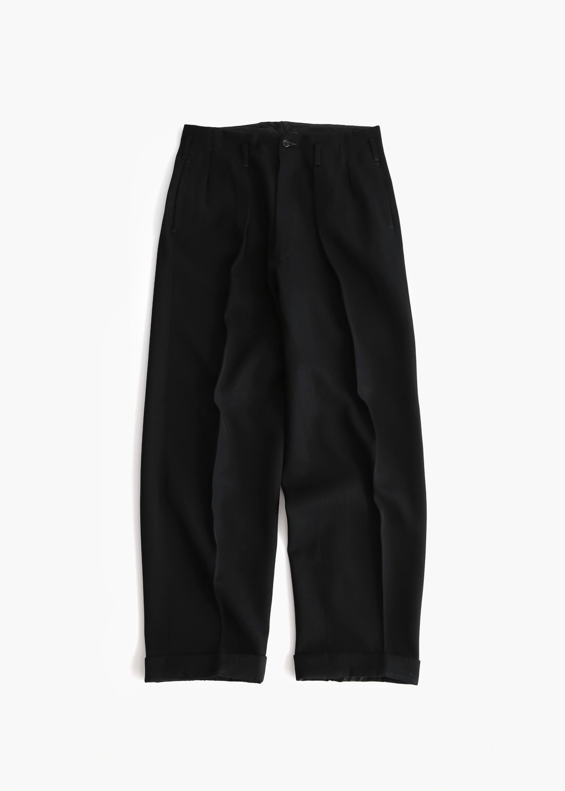 40’S BLACK GABARDINE DROP LOOP TROUSER