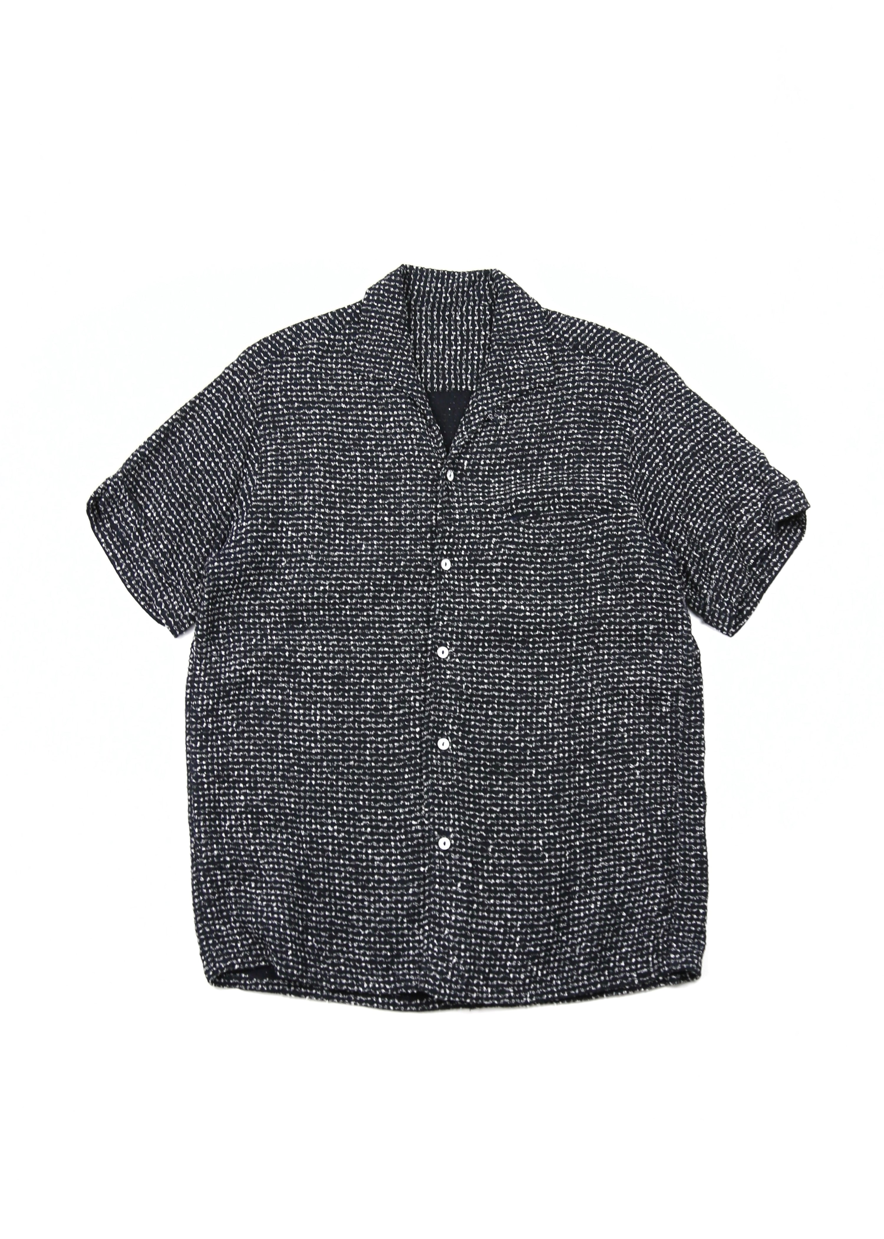 50’s Textured Black Loop Collar Shirt