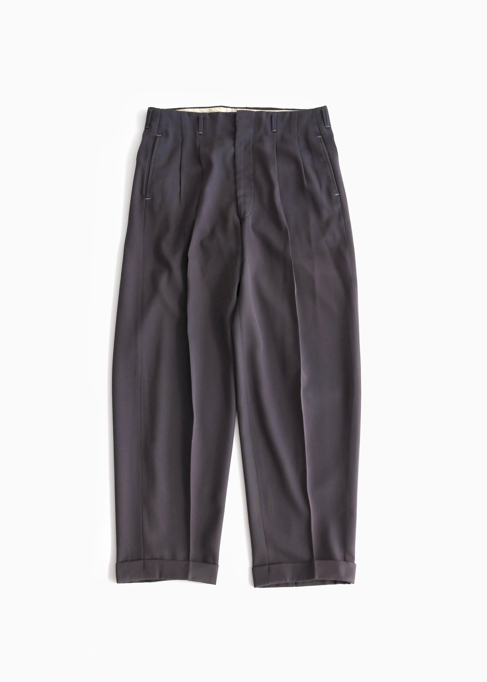 40’S CHARCOAL GREY GABARDINE DROP LOOP TROUSER