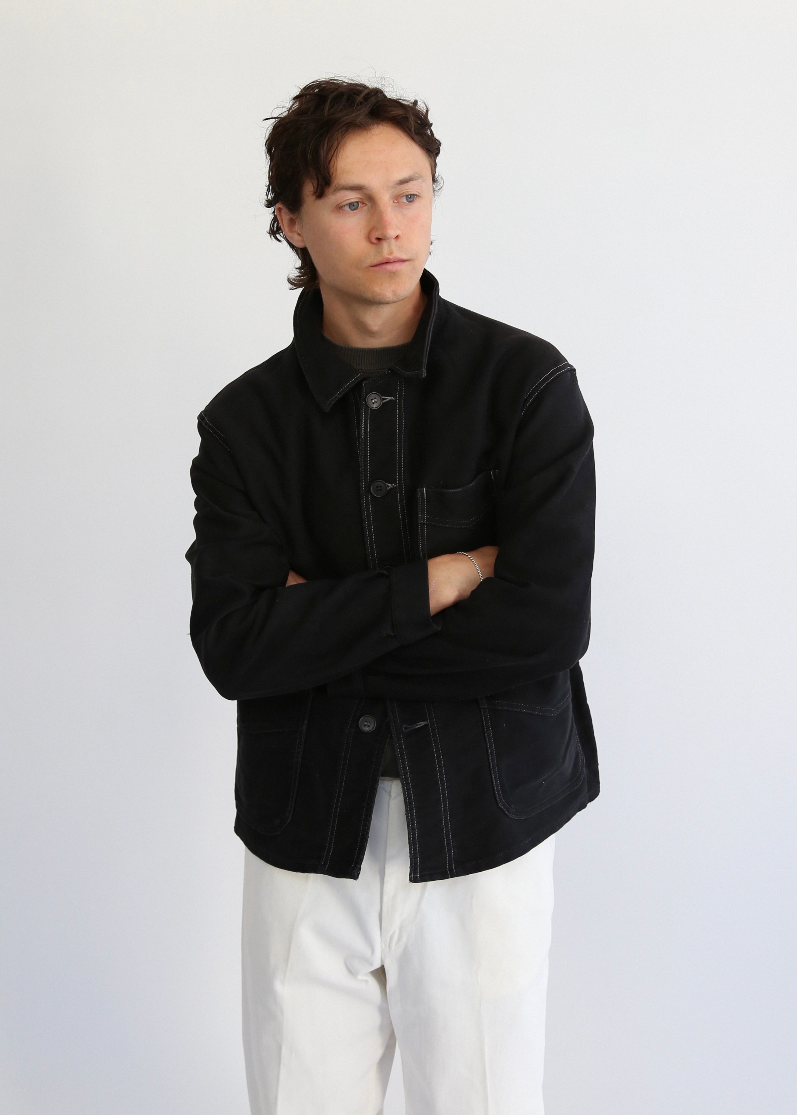 50's~60's French Black Moleskin Work Jacket – Swimmers
