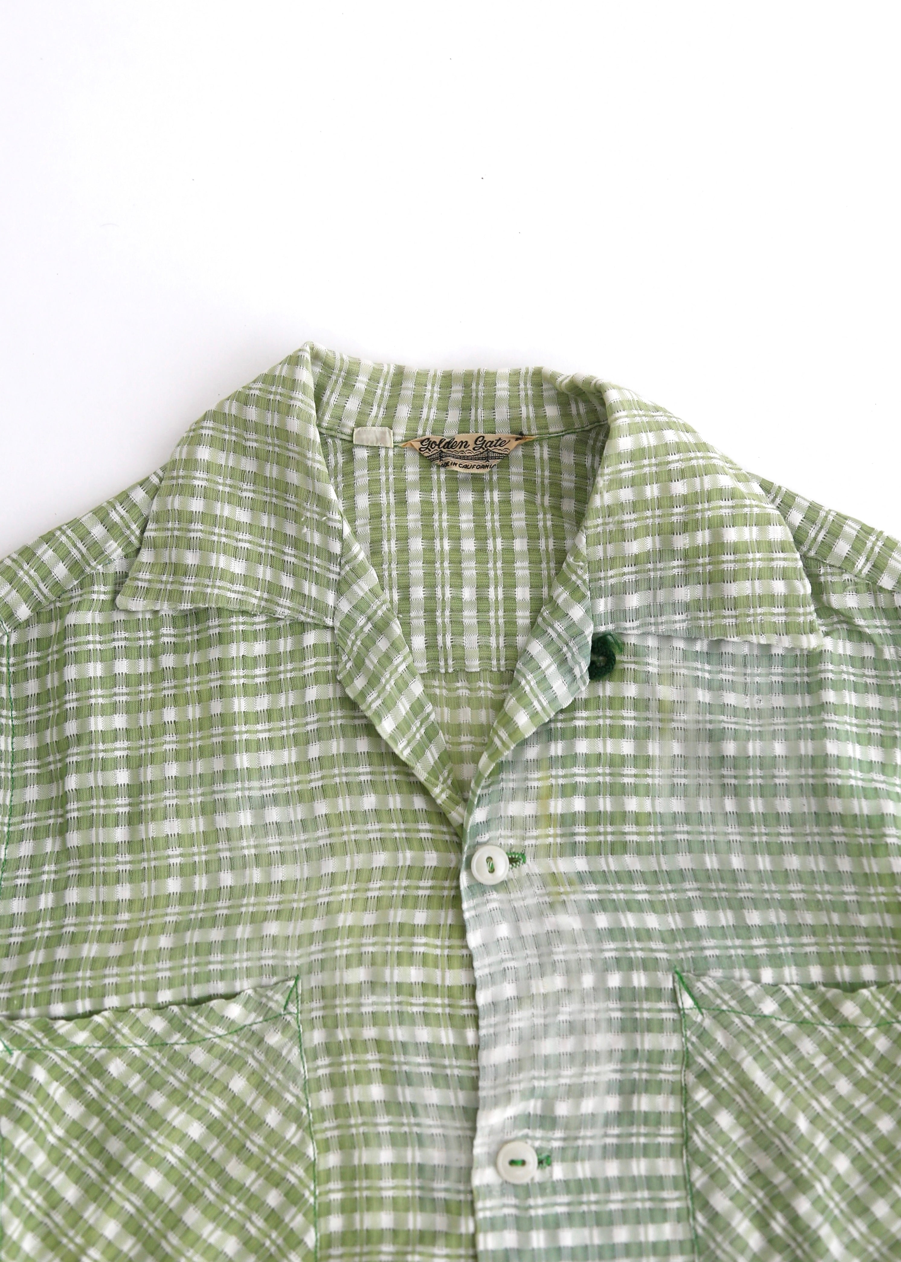 50’S FADED COTTON SEERSUCKER LOOP COLLAR S/S SHIRT