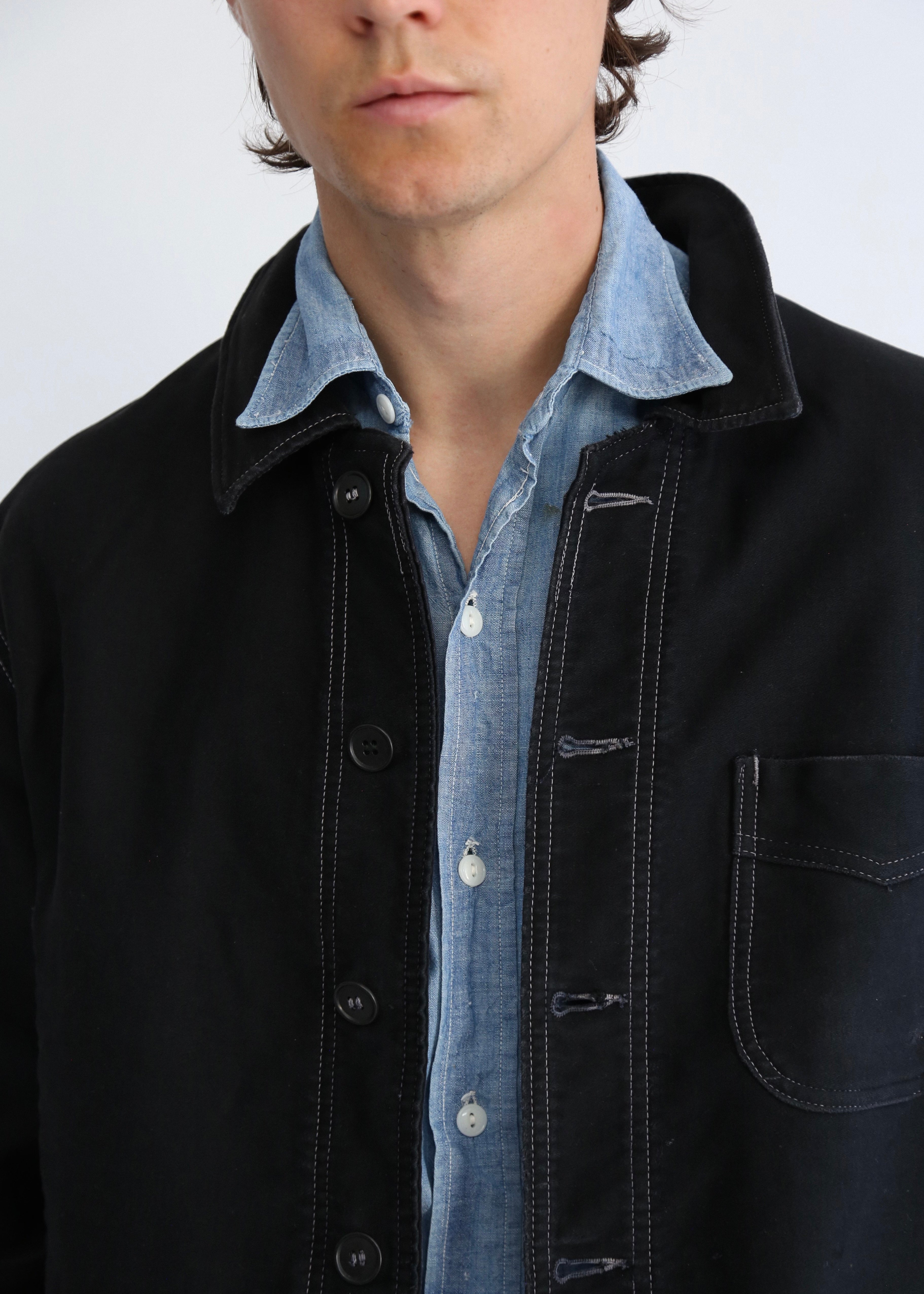 50's~60's French Black Moleskin Work Jacket – Swimmers
