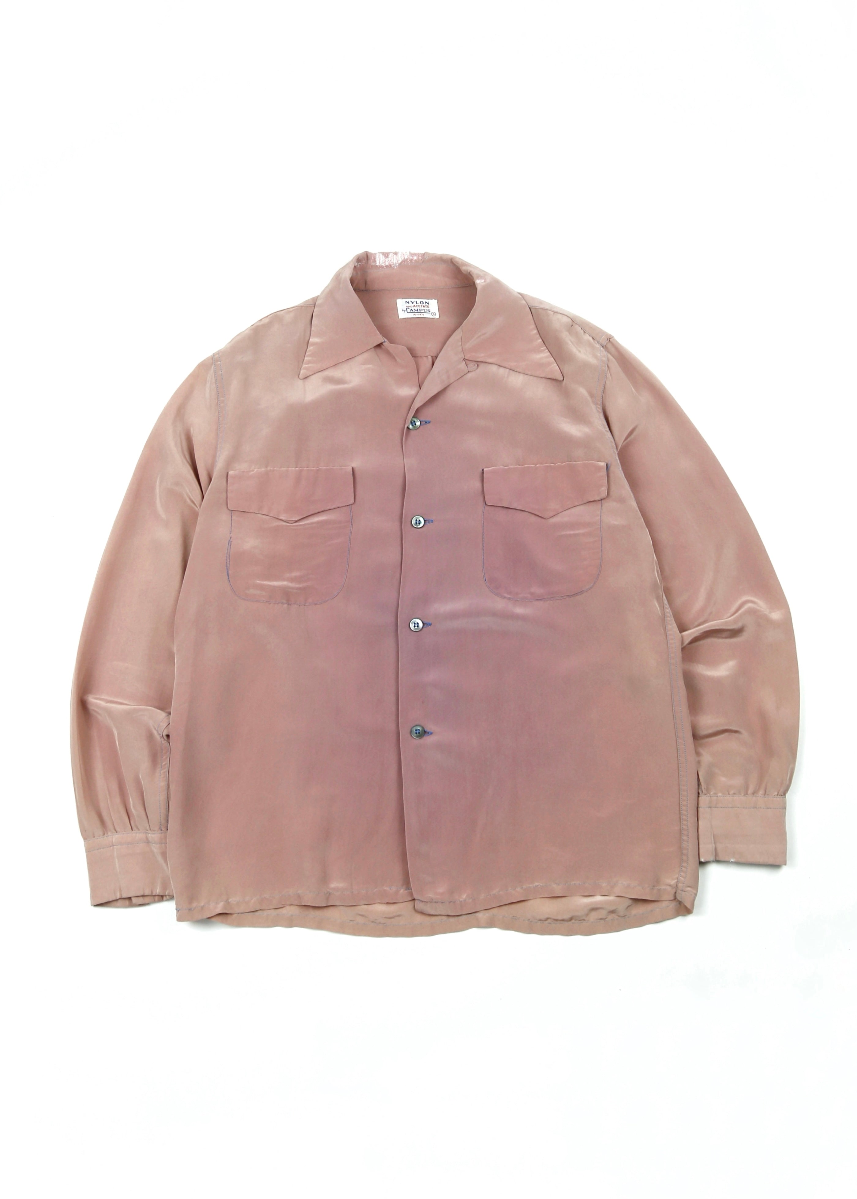 50’s Faded Pink Rayon Loop Collar Shirt