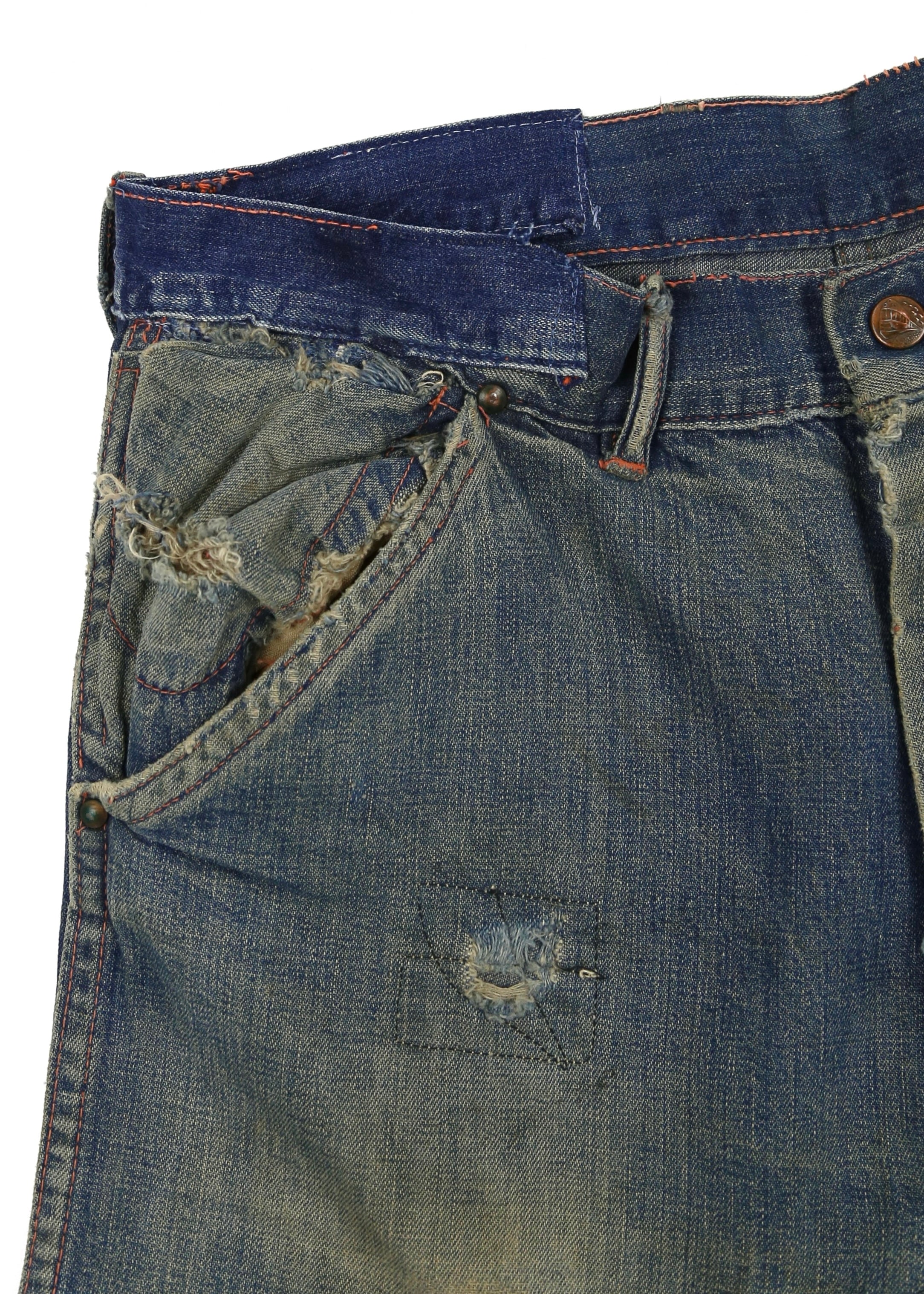 40’s DISTRESSED DENIM CARPENTERS JEANS