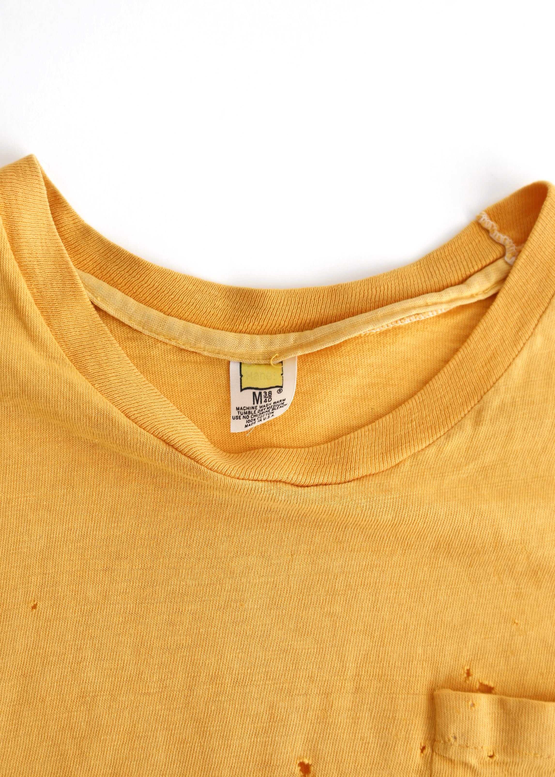 70’S YELLOW DISTRESSED POCKET TEE