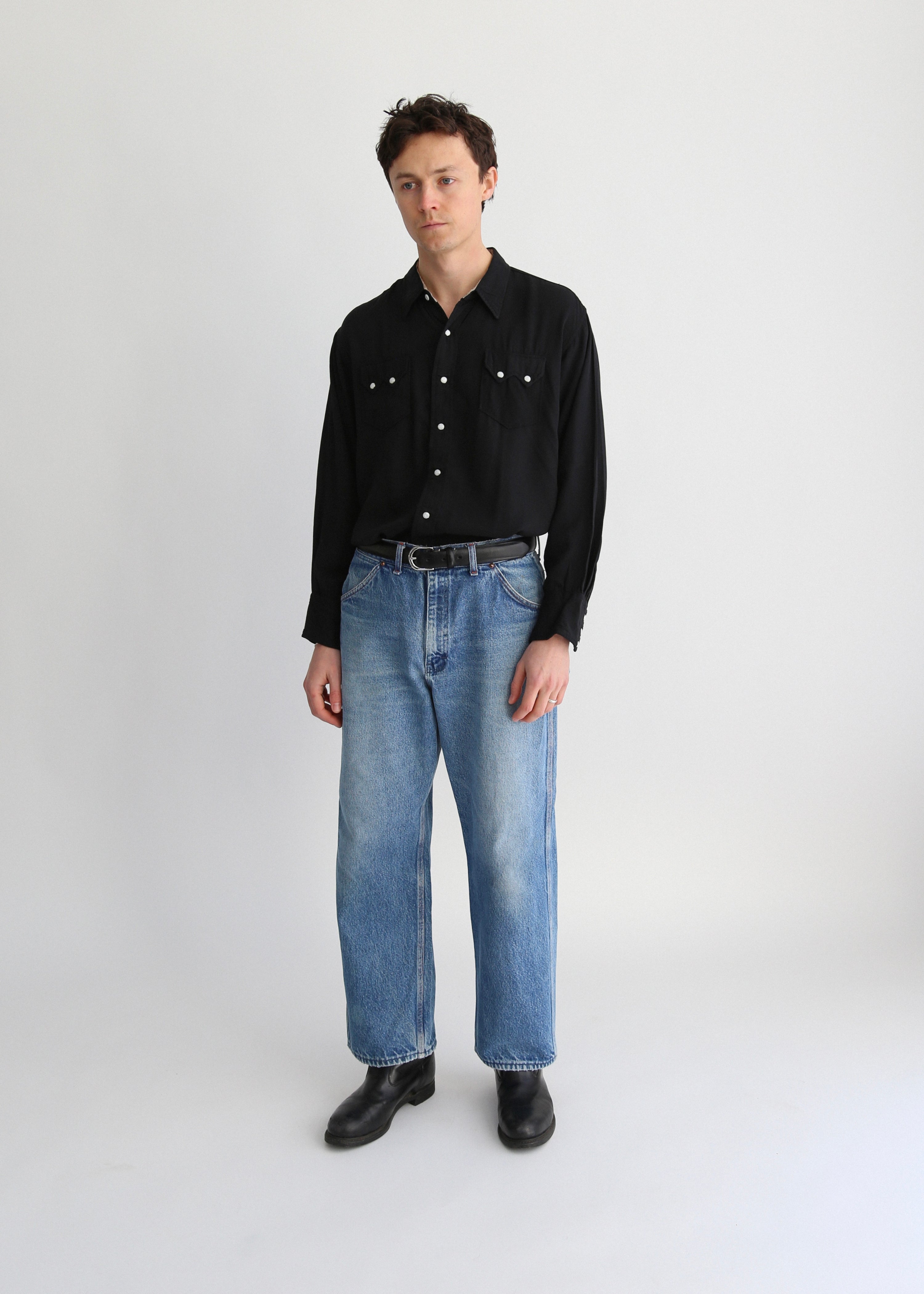 50’s Black Gabardine Sawtooth Western Shirt