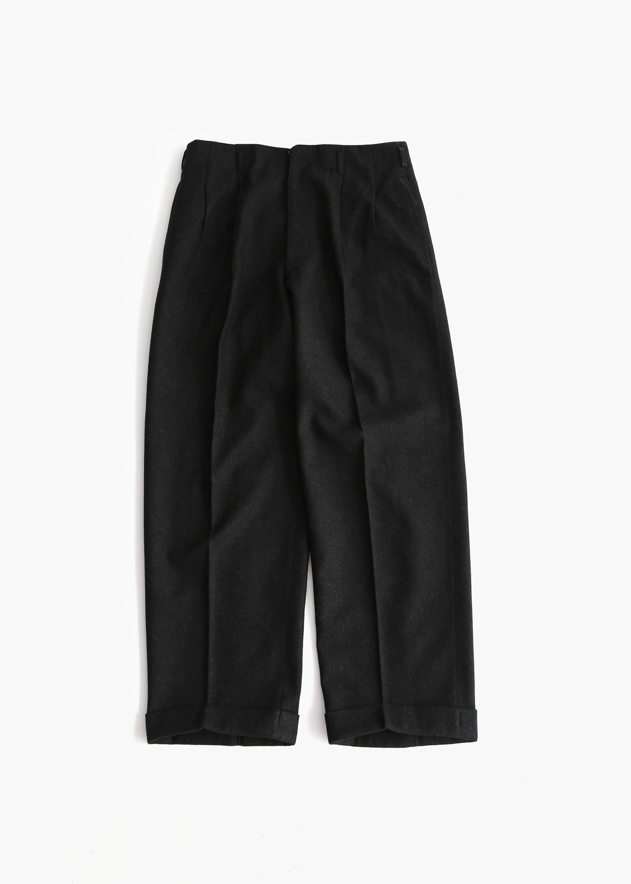 40’S BLACK WOOL DROP LOOP TROUSER