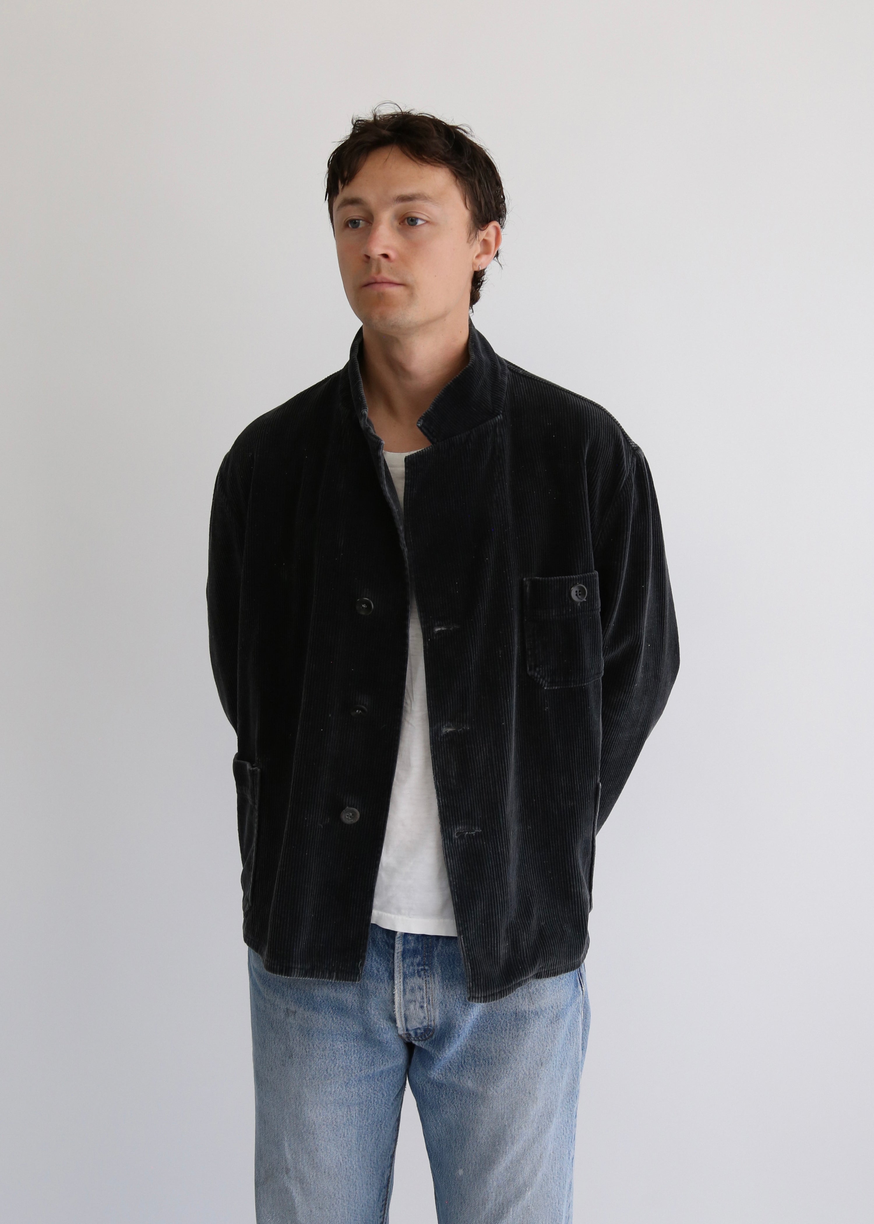 70’S BLACK FRENCH CORDUROY WORK JACKET