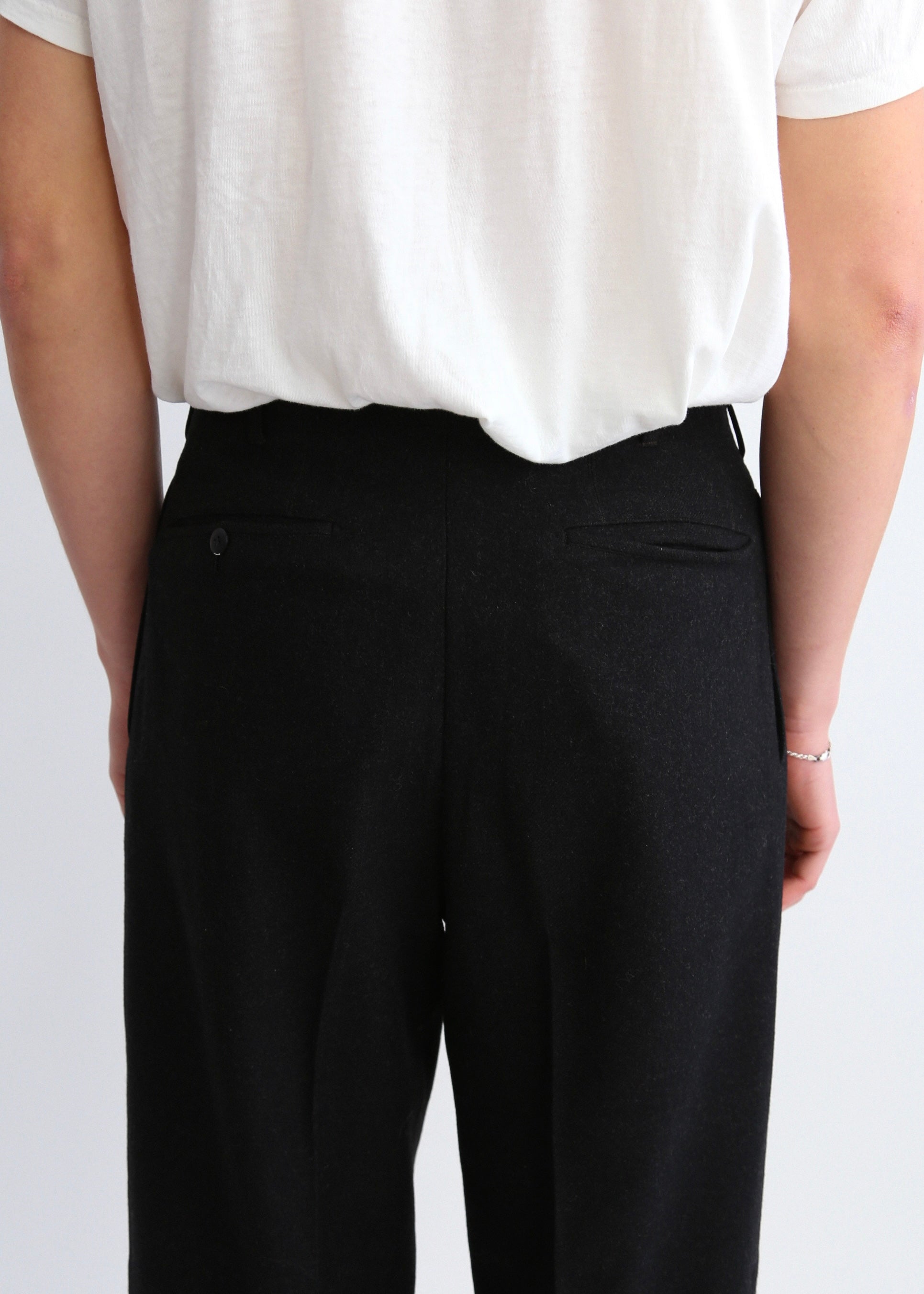 40’S BLACK WOOL DROP LOOP TROUSER