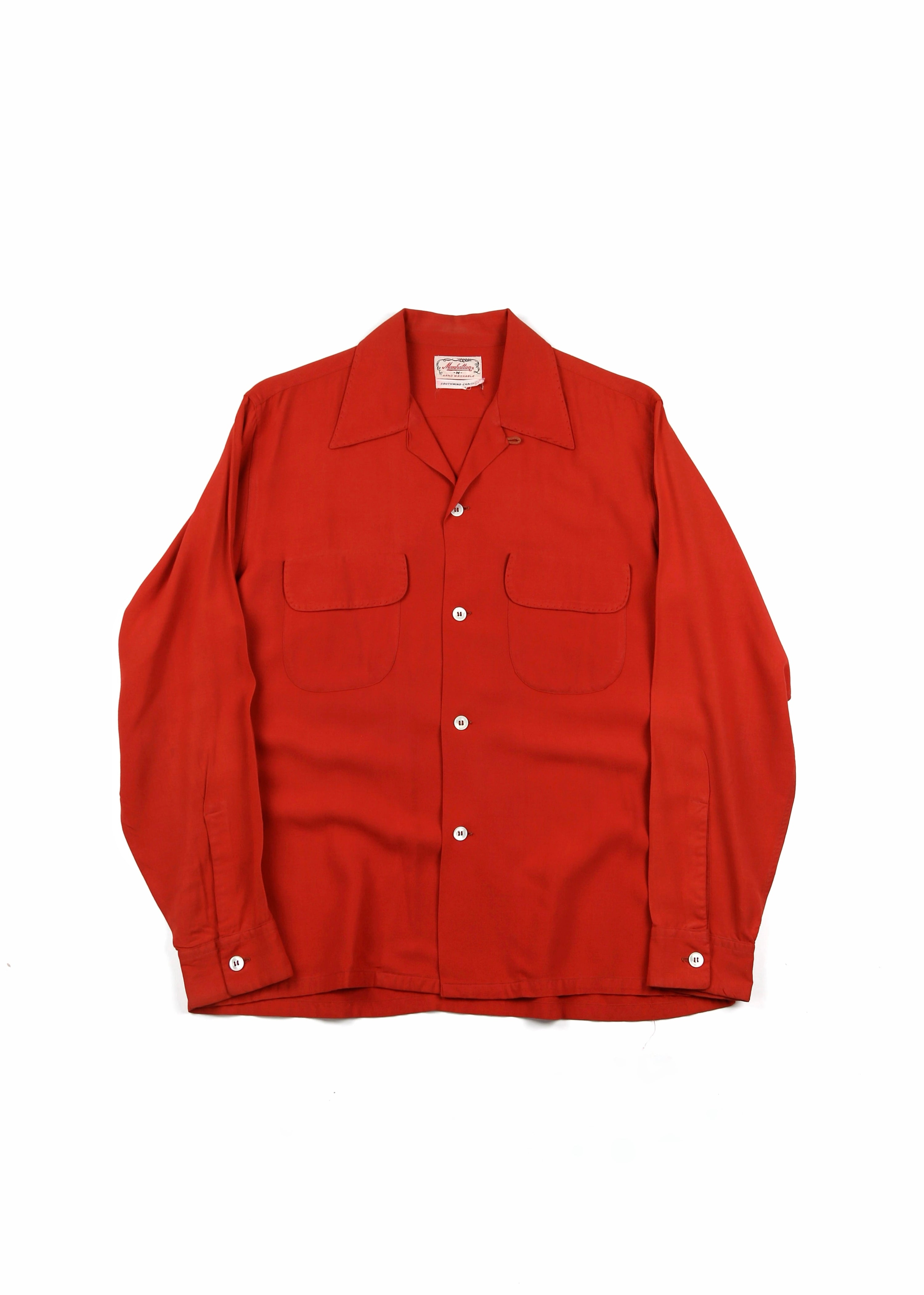 50’s Rayon Gabardine L/S Loop Collar Shirt